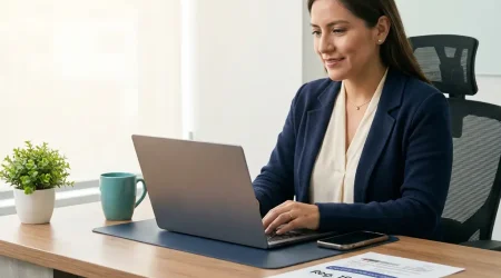Profesional revisando cotización de exámenes